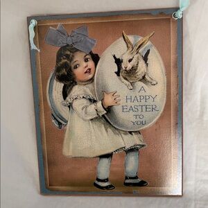 Easter Vintage  Reproduction Postcard Print Hanging Plaque New